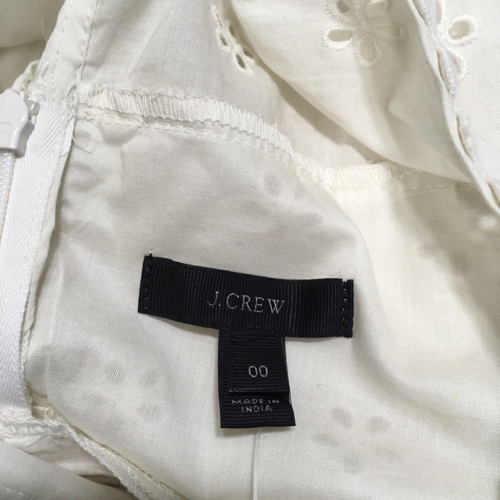 NWT J. Crew Ivory Eyelet Dress Sleeveless Sheath Scalloped Hem Summer Women's 00 - Picture 10 of 15